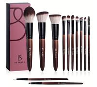 TEMU 12 Piezas Kit de Brochas de Maquillaje BS-MALL para Rostro Completo con Brochas de Base, Corrector, Polvo, y de Ojos - Herramientas de Belleza Completas para Cobertura Total, Adecuado para