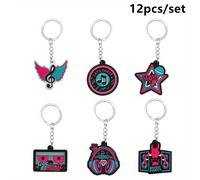 TEMU 12 piezas, llaveros de PVC con temática musical, juego de llaveros retro de los 80 y 90 para mochilas, recuerdo , regalo de , regalos de fiesta de Acción de Gracias y Navidad.