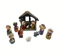 TEMU 12 Piezas Pequeño de Resina, Figuras Navideñas del con Jesús y para Decoración de Mesa Interior en Navidad