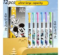 TEMU 12 piezas, Serie Disney Family - Bolígrafo de gel, punta 0.5 mm para escritura , secado rápido sin pegarse a , útiles escolares, regalo ideal para recompensar y