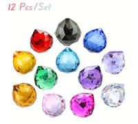 TEMU 12 Piezas/Set de Esferas de Cristal Vintage Shui - 20mm - Colgantes de Prisma Facetado, Esferas Colgantes Multicolor Refractantes para , Decoraciones Navideñas, Shui y Fiestas (Sin )
