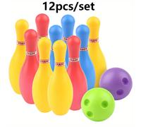 TEMU 12 piezas/set Mini Juego de Plástico con 10 Pins y 2 Bolas, Ideal para Principiantes, Actividad en Interiores o Exteriores, Regalo para Familiar o - JXB