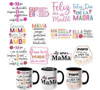 TEMU 12 Piezas/Set Pegatinas de Día de la en Español para Tarros de Vidrio DIY, Papel de Transferencia UV DTF de Adhesión, Ideal para Decorar Tazas y Botellas