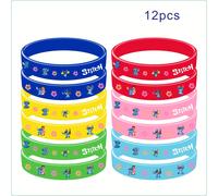 TEMU 12 pulseras de Disney Stitch, brazaletes deportivos con personajes de dibujos animados elegantes, decoración para fiestas y no eléctricos, perfectas para cualquier ocasión