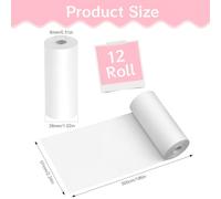 TEMU 12 Rollos de Papel Térmico Compatible T02/M02 - Hojas Térmicas Autoadhesivas, Blancas, Portátiles para Impresión de Etiquetas y Recibos, Compatibles con Impresoras M02 y T02