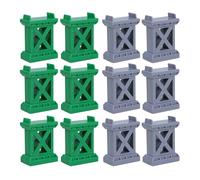 TEMU 12 Soportes de Puente para Vías de Tren de Madera, 6 Soportes Verdes y 6 Grises, Compatible con las Marcas de Vías de Tren de Madera