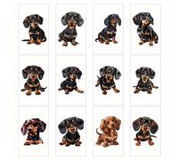 TEMU 12 Tatuajes Temporales de Perros Dachshund, Decoración para Fiestas, Stickers Impermeables y Duraderos de Alemanes, Corporal, Tamaño: 10X6Cm