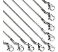 TEMU 12-Unidades 18" 1.2mm Cadena de acero inoxidable tipo serpiente para collares, suministros para fabricación de joyería en bulk, cadenas de metal duraderas para manualidades y accesorios DIY