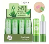 TEMU 12 unidades de Labial Tintado de Aloe Vera, Lápiz Labial de Gel Termocrómico, Acabado Mate Reponedor, Squalano a base de plantas, Tono de frutas, para los tipos de piel, de edad adulto