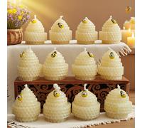TEMU 12 velas blancas hechas a con cera de abeja - Velas perfumadas premium para fiestas, , baby showers y regalos de Navidad, suministros naturales para hacer velas de cera de abeja