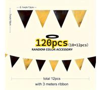 TEMU 120 Banderas Triangulares Negras y Doradas | Reutilizables para , Graduaciones, Aniversarios, , Compromisos, Fiestas de Año - Fáciles de , No Requieren Electricidad