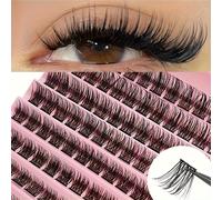 TEMU 120 Clusters de Naturales, 8-16Mm, Rizadas en D, Clusters de Pestañas Individuales Esponjosas, Adecuadas para Pestañas en Casa