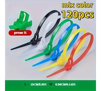 TEMU 120 de nylon autoajustables reutilizables | , diseño de costillas flexible y duradero, para uso en interiores y exteriores, de gestión de cables que ahorra