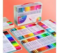TEMU 120 Piezas de Marcadores de Punta, Bolígrafo y Cuaderno, con Punta para Acuarela, Tiza, Dibujo, Caligrafía y Anotaciones - Portaplumas