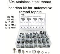TEMU 120 Piezas Kit de Reparación de Roscas de Acero Inoxidable M6 M8 M10 M12 M14 M16 M18 Helicoidal para Reparación Automotriz y Metales, Juego Combinado con de Almacenamiento