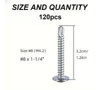 TEMU 120 tornillos autoperforantes Phillips de acero inoxidable 410 con , M4.2 (#8) de cabeza de entresijos con completa