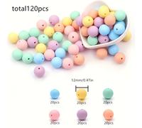 TEMU 120pcs 12mm Cuentas de silicona coloridas para hacer joyas DIY Anti-Drop Llavero Bolsa Cadena Pulsera Colgante Decoración a Suministros de Manualidades