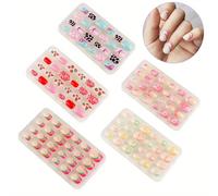 TEMU 120pcs Uñas Postizas Cortas para Prender, Set de Uñas Falsas Reutilizables con Pegamento Incluido y Cobertura Completa para Edades 6-12