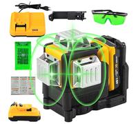 TEMU 12Línea Nivel Láser 3D con Líneas Verdes Autonivelante, Haz Verde Potente de 360° Horizontal y Vertical para Batería for Dewalt 21V