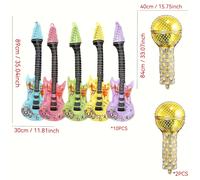 TEMU 12pcs/15pcs Set de Globos de Guitarra Rock - Decoración para Fiestas con Tema Disco, Camping y , Globos de Microfono para Graduaciones, , , Baby Shower, Halloween, Navidad