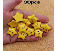 TEMU 12pcs/30pcs Colgantes de Estrella Adorables, Material de Resina Amarilla, Ideales para Hacer Joyería DIY, Suministros para Collares y Pulseras, Sin Material de Mosaico, Tema Tierno