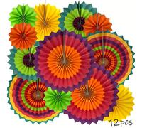 TEMU 12pcs Abanicos de Papel Coloridos para Colgar, Adecuados para Fiesta del de Mayo, Decoraciones de Infantiles y , y Decoración de Habitaciones