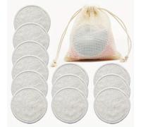 TEMU 12pcs Almohadillas Reutilizables para Desmaquillar Lavables de Bambú, Toallitas Redondas para Enfermería en Beige Herramienta de Cuidado y Limpieza