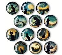 TEMU 12pcs Imanes de Vidrio para Nevera con Gatos, Divertidos Adornos para Refrigerador para Cocina, Oficina y Decoración del Hogar, Regalo Ideal para las Fiestas