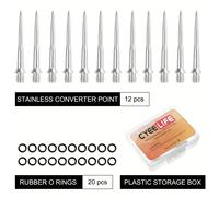 TEMU 12pcs Puntas de Dardos de Acero con 20pcs Anillos de Goma, Adaptador de Aguja de Acero 2BA Accesorios