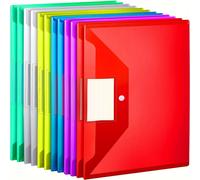 TEMU 12pcs Sobres de Plástico Coloridos A4 con Cierre a Presión y Tarjetas de Etiquetas - Carpetas de Duraderas para , Hogar, Oficina - Colores Surtidos