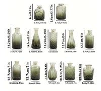 TEMU 12piezas Juego de Jarrones de Vidrio Verde Art Deco, Forma de Pedestal, No Necesita Electricidad ni Batería, Ideal para de Mesa de y Fiestas y Decoración del Hogar