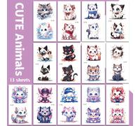 TEMU 13 Hojas de Tatuajes de Gatos que en - Diseños de Animales Luminosos Azules con Patrones de Monstruos Mascotas Encantadores, para Discotecas Nocturnas, Festivales de , Fiestas y Regalos