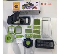 TEMU 14/16 piezas/juego Cortador de Verduras Multifuncional | Rebanador, Picador, Desmenuzador de Cocina con Múltiples Cuchillas de Acero Inoxidable, Operación Manual, Cuerpo de Plástico