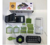 TEMU 14/16 piezas/juego Cortador de Verduras Multifuncional | Rebanador, Picador, Desmenuzador de Cocina con Múltiples Cuchillas de Acero Inoxidable, Operación Manual, Cuerpo de Plástico