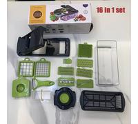 TEMU 14/16 piezas/set Cortador de Verduras, Multifuncional para Cocina, Herramienta Rápida de y Trocear con Cuchillas Intercambiables, Juego de Utensilios de Cocina