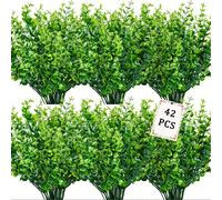 TEMU 14/42pcs de Buxus Artificial para Exterior, Plantas de Simulación de Plástico que Decoloran al Sol, Hojas Falsas, Arbustos Verdes, Adecuados para Jardín, Oficina, , Boda, Decoración Interior de