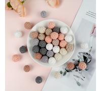 TEMU 14 Piezas de Cuentas de Madera para Crochet, Abalorios Multicolor Cubiertos 16mm, Bolas Redondas con Agujero para Manualidades DIY, Pulseras y Collares, Decoración Navideña y Regalos Festivos