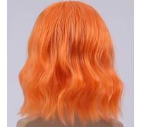 TEMU 14 pulgadas de largo naranja pelucas con flequillo pelucas sintéticas pelucas de mujer para uso diario o cosplay