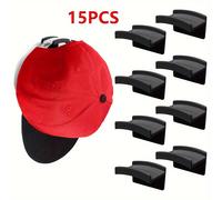 TEMU 15/20pcs Perchas de Pared para Sombreros - Ganchos Adhesivos Fuertes para Gorras de Béisbol, Organizador de Almacenamiento Multiusos para Sombreros y Más, Negro y , Percha para Sombreros