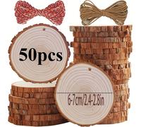 TEMU 15/30/50 Rodajas de Madera Sin Acabar con Redondas de Madera Natural Pre-perforadas, Posavasos Hechos a de 2.4-2.8 Pulgadas, Suministros para Proyectos DIY, Pintura, y Más