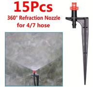 TEMU 15 boquillas micro nebulizadoras de 90/180/ con conexión de de 1/4" y conectores de manguera 4/7, para riego de jardín, aspersores, invernaderos y accesorios de riego