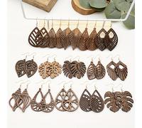 TEMU 15 de Diferentes Aretes de Madera Retro , con Diseños Clásicos, Elegantes y Minimalistas Calados, Perfectos para Salidas Casuales de Mujeres y Regalos, con de Moda.