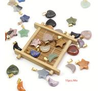 TEMU 15 piezas de piedras naturales mezcladas , y pequeña piedra de luna, colgantes, adornos y añadidos de joyería