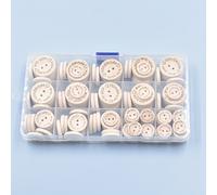 TEMU 150pcs Botones de Madera Redondos Hechos a , Decoración de Artesanía de 2 Agujeros, Colores Surtidos (15mm, 20mm, 25mm)