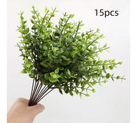 TEMU 15pcs Arbustos de Buxus Artificial Resistentes a los Rayos UV - de Podado de Plantas de Plástico, Adecuados para Decoración Interior y Exterior, y Jardines - Fáciles de Mantener