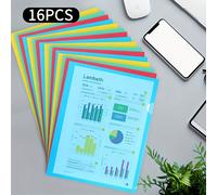TEMU 16- de carpetas de de L transparentes A4, material impermeable PP, organizador de documentos de página única de varios colores, protección de currículum, clasificación de papel de oficina