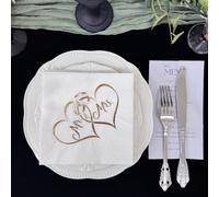 TEMU 16 Hojas de Anillos de de Amor Sr. y Sra. Estampado en Caliente Servilleta Decoración de Boda Papel de Sopa Toalla Restaurante Hotel Suministros para Fiestas 13X13 Pulgadas