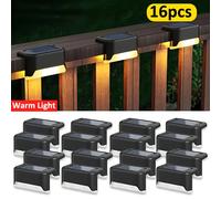 TEMU 16 Piezas de Luces Solares para Exteriores, Luz LED Escalonada Ideal para Escaleilla Jardín Villa Entrada