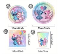 TEMU 160 Piezas de Vajilla Temática Disney Stitch para , Juego de 40 Platos y Vasos de Papel para , , Graduaciones, Aperturas Escolares, Fiestas Familiares, Barbecues al - Temporada de Celebraciones