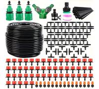 TEMU 164ft Kit de Riego por Goteo, de Irrigación con Tubo de Distribución de 1/4 para Jardines, Invernaderos y Césped, Equipo Automático de Riego para Flores y Áreas Verdes (200 Piezas)